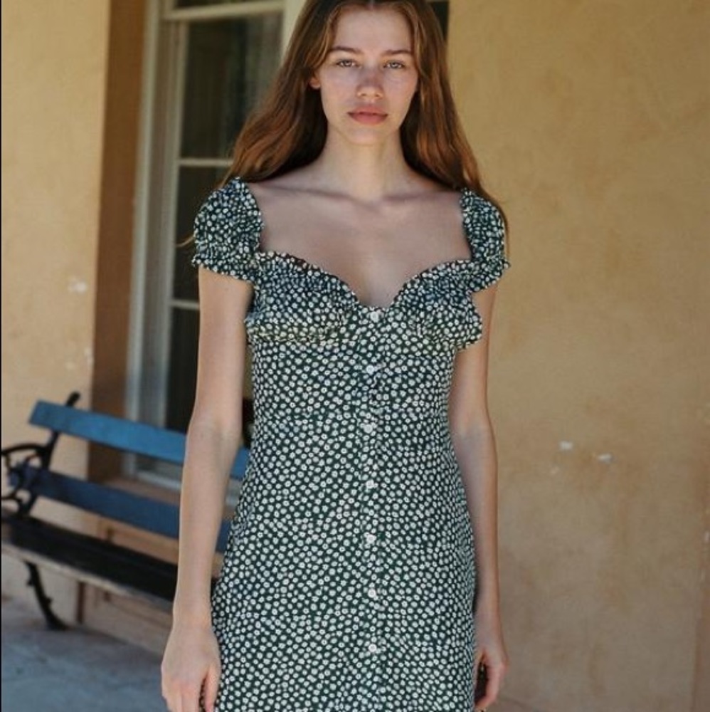 With Jean Isabelle Dress Daisy Green XS